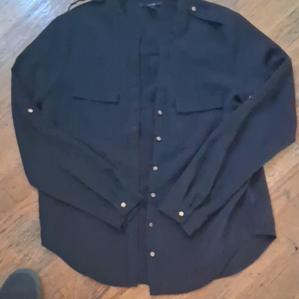 Womens Black Button-Up Blouse